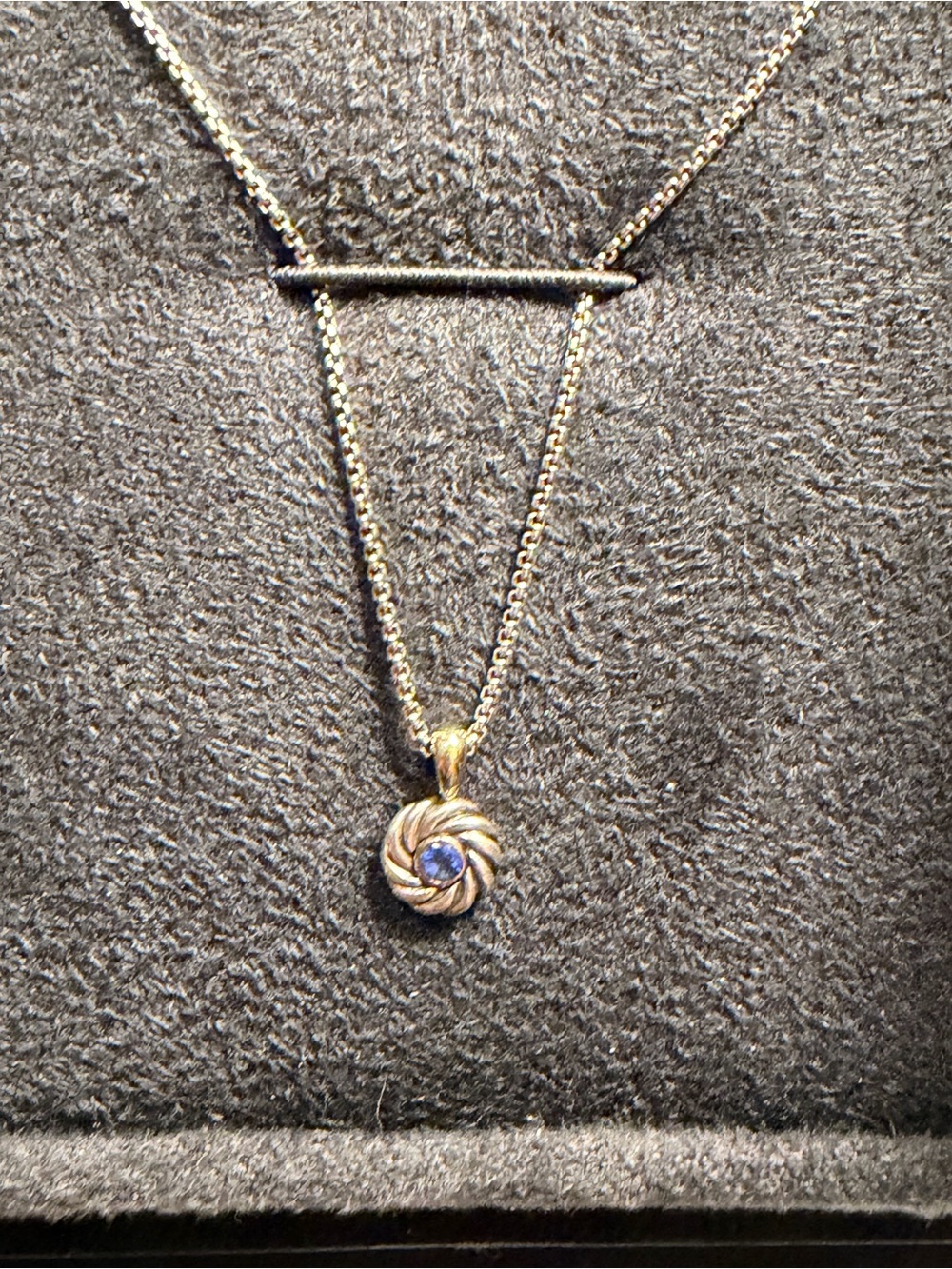 David Yurman child cable sterling birthstone necklace blue topaz in box